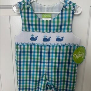 Classic Whimsy Green and Blue Plaid Baby Romper